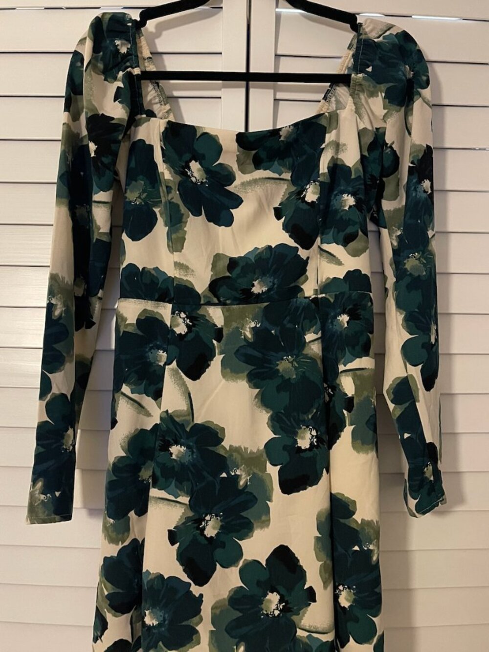 Abercrombie & Fitch Long Sleeve Green Floral Print Dress